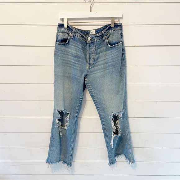 We the free | Women’s 100% Cotton High Rise Distressed Cropped Raw Hem Jeans 29 - Picture 1 of 11